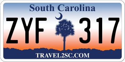 SC license plate ZYF317