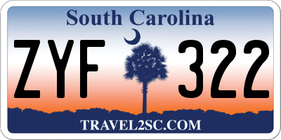 SC license plate ZYF322