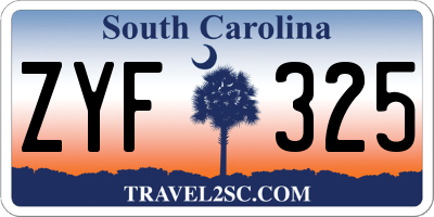 SC license plate ZYF325