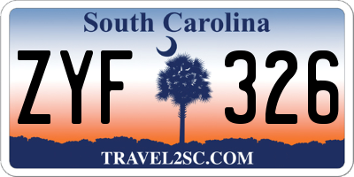 SC license plate ZYF326