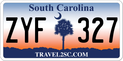 SC license plate ZYF327