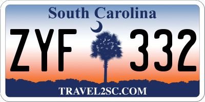 SC license plate ZYF332