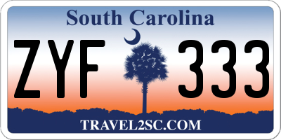 SC license plate ZYF333