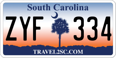 SC license plate ZYF334
