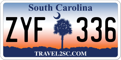 SC license plate ZYF336