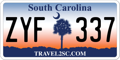 SC license plate ZYF337