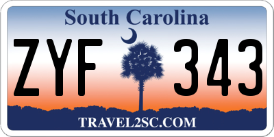 SC license plate ZYF343