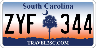 SC license plate ZYF344