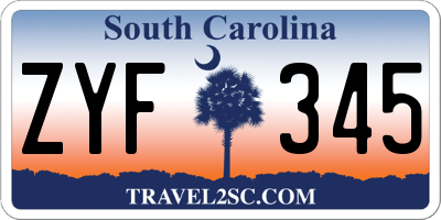 SC license plate ZYF345
