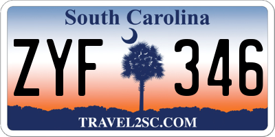 SC license plate ZYF346