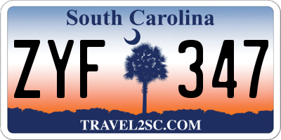 SC license plate ZYF347
