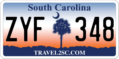 SC license plate ZYF348