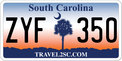 SC license plate ZYF350