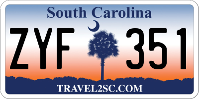 SC license plate ZYF351