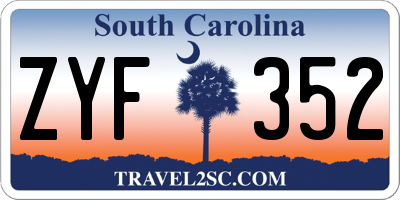 SC license plate ZYF352