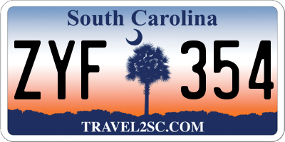 SC license plate ZYF354