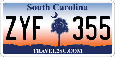 SC license plate ZYF355