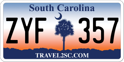 SC license plate ZYF357