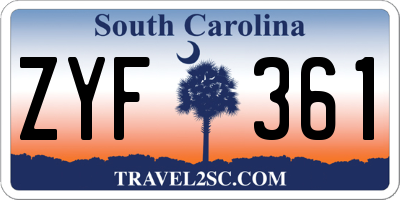 SC license plate ZYF361