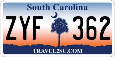 SC license plate ZYF362