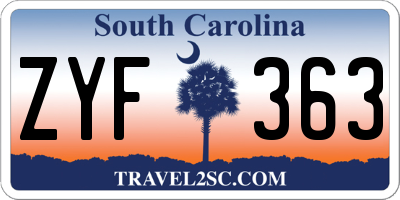 SC license plate ZYF363