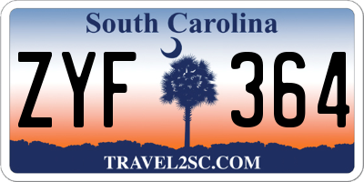 SC license plate ZYF364