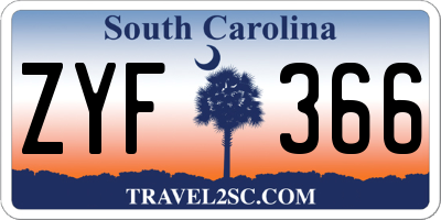 SC license plate ZYF366
