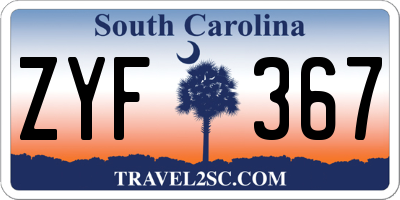 SC license plate ZYF367