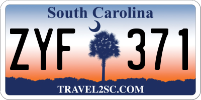 SC license plate ZYF371