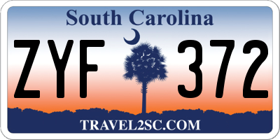 SC license plate ZYF372