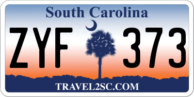 SC license plate ZYF373