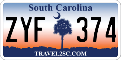 SC license plate ZYF374