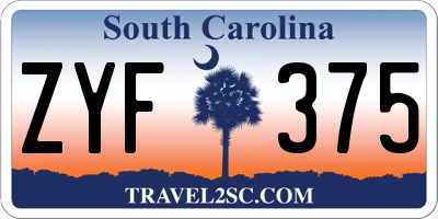 SC license plate ZYF375