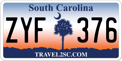 SC license plate ZYF376