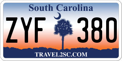 SC license plate ZYF380