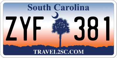 SC license plate ZYF381
