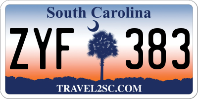 SC license plate ZYF383
