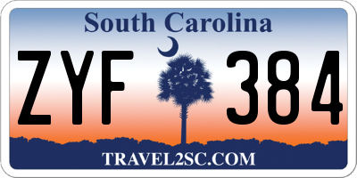 SC license plate ZYF384