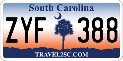 SC license plate ZYF388