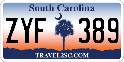 SC license plate ZYF389