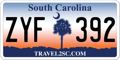 SC license plate ZYF392