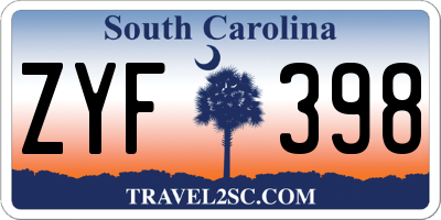 SC license plate ZYF398