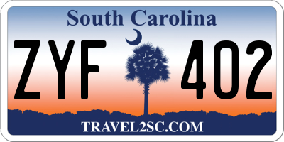 SC license plate ZYF402