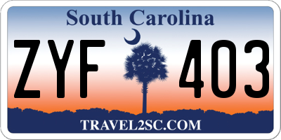 SC license plate ZYF403