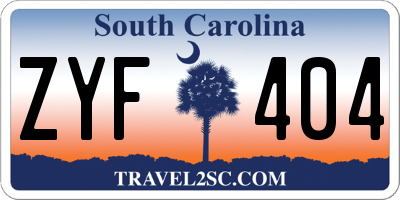 SC license plate ZYF404