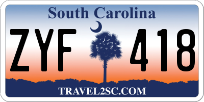 SC license plate ZYF418