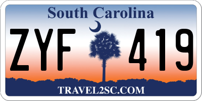 SC license plate ZYF419