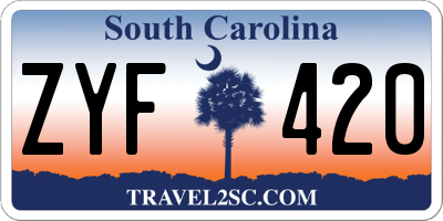 SC license plate ZYF420