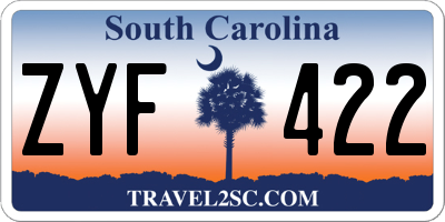 SC license plate ZYF422