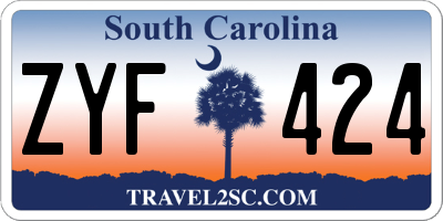 SC license plate ZYF424